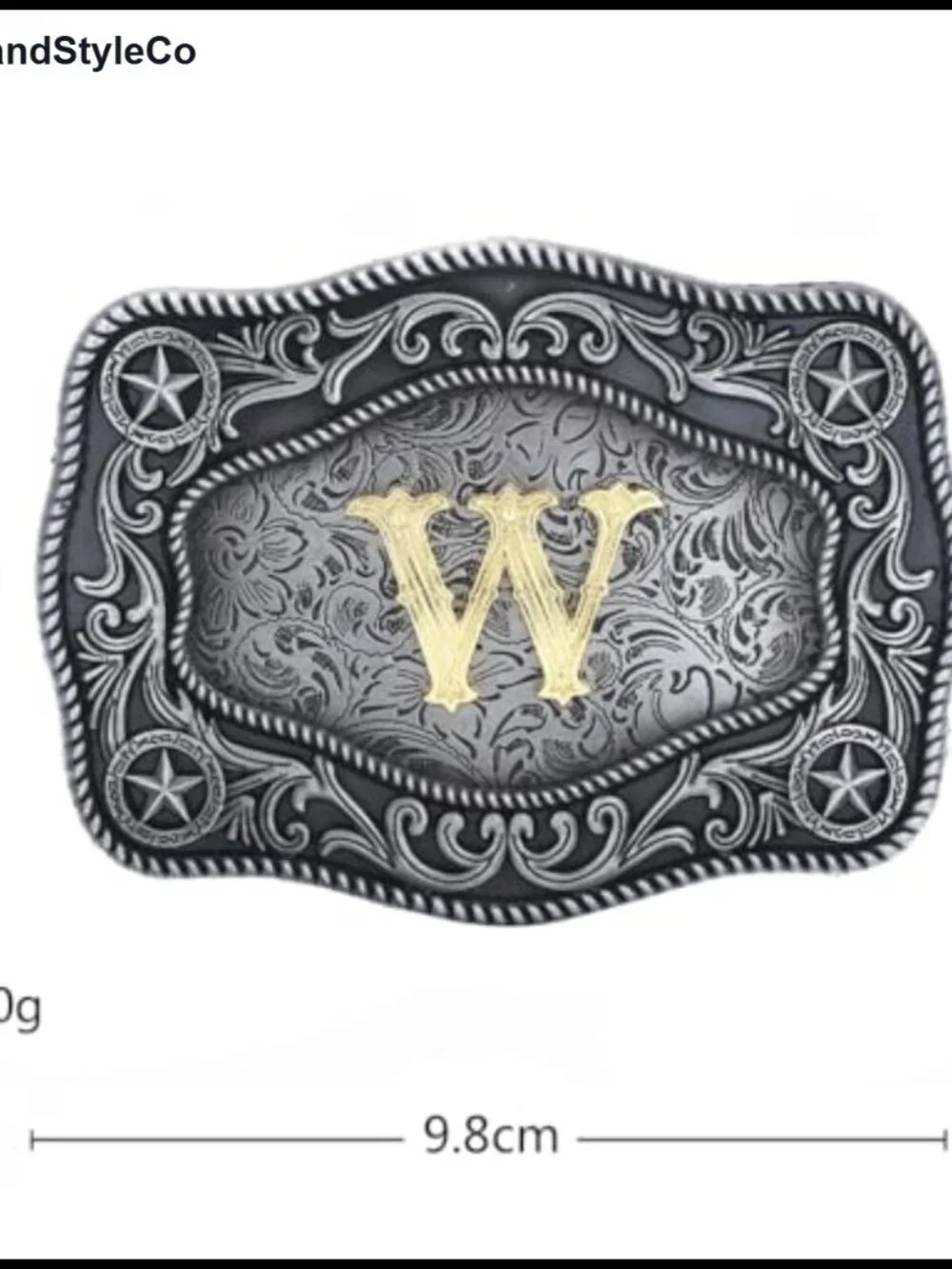 Western Cowboy Belt Buckle with Initial Letter, Zinc Alloy Polished, Quick